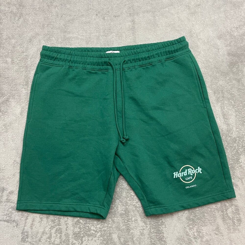Hard Rock Cafe Orlando Shorts Green Fleece Cotton Blend Mes 2XL Loungewear NWT